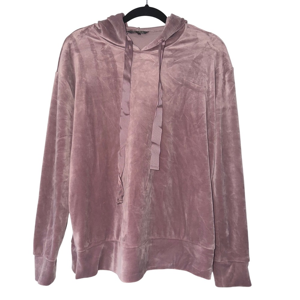 Peyton Jensen dusty pink Velour Pullover Hoodie Ribbon Drawstring Small